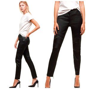 ARITZIA TALULA Coated Black Moto Skinny Pants